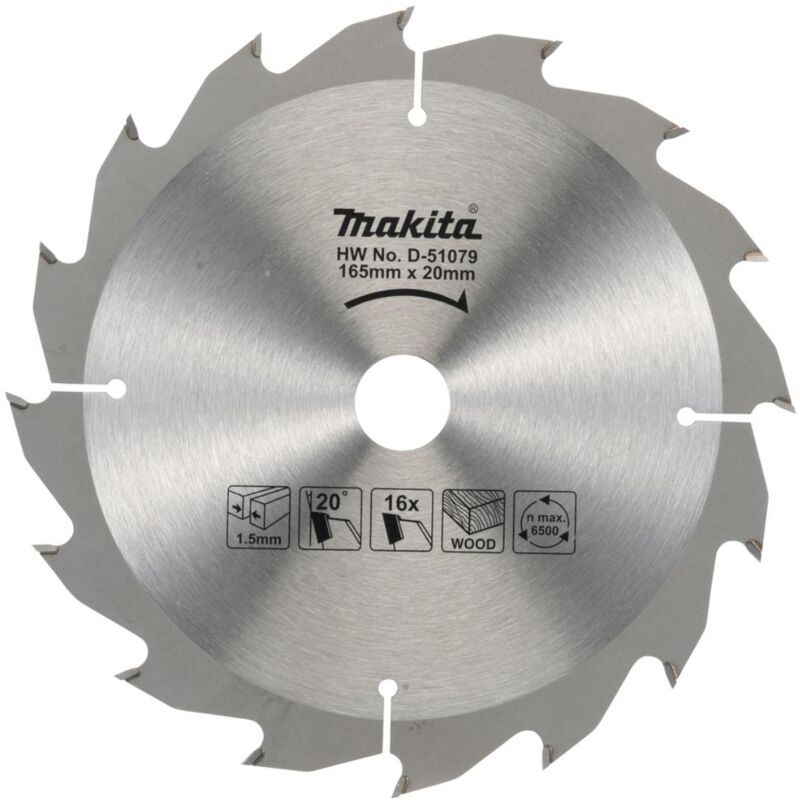 Lama Makita 165 x 20 mm T.C.T. - 165 x 20 mm - 16 T - legno