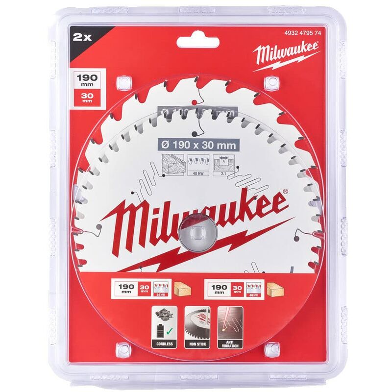 Image of Milwaukee - lama 190 x 30 mm set di imballaggio doppio (2PC) - 4932479574