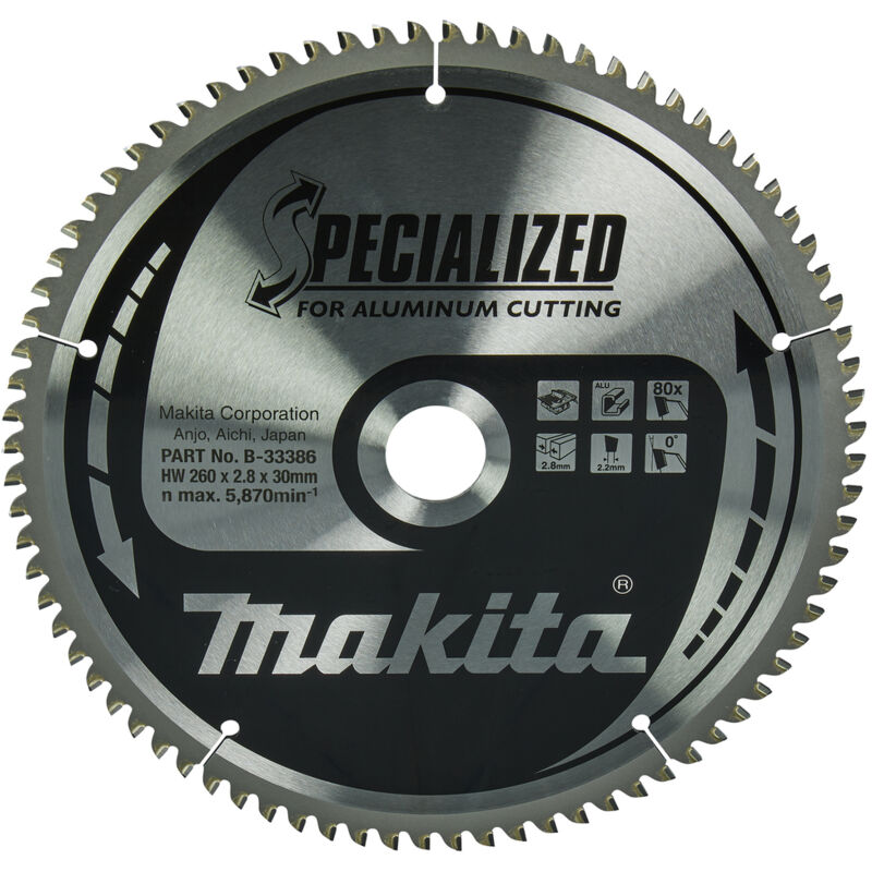 Makita - lama per alluminio B-33386 Ø260mm FORO30mm 80 denti