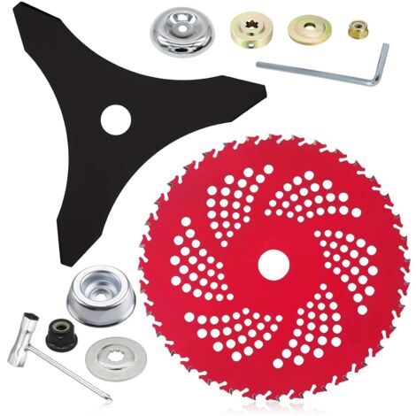 Lama per rifinitura in carburo di tungsteno da 9" x 36 denti e lama per rifinitura in acciaio al carbonio da 10" x 3 denti, lama rotonda con kit adattatore