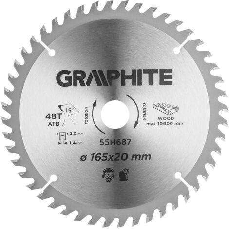Lama per sega a immersione, in metallo duro, 165 x 1,4 x 2,0 x 20 mm, 48 denti