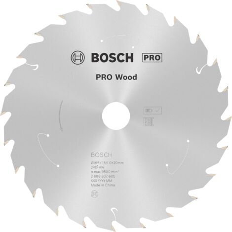 Lama per sega circolare a batteria Bosch PRO Wood, 165 x 1,5 x 20 mm, T24