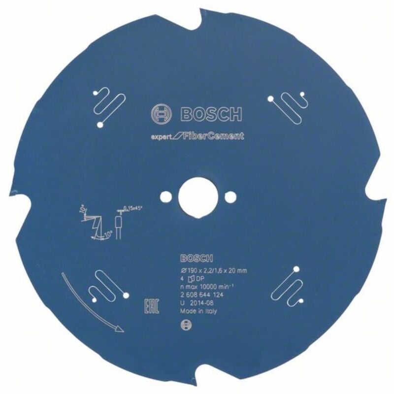 Expert per lama circolare per fibrocemento Ø20mm - 190 x 20 x 2,2 mm, 4 - 2 608 644 124