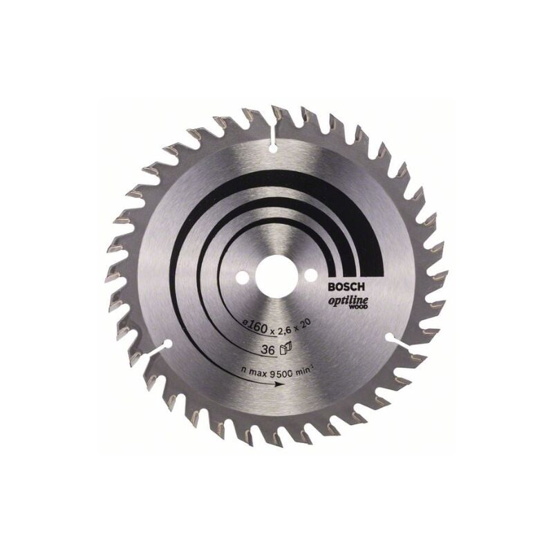 Bosch - Accessories Optiline 2608640597 Lama circolare in metallo duro 160 x 20 x 2.6 mm Numero di denti: 36 1 pz.