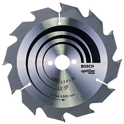 Lama per sega circolare Bosch Optiline Wood per seghe circolari portatili, 160 x 20/16 x 2,6 mm, 12 2608641173