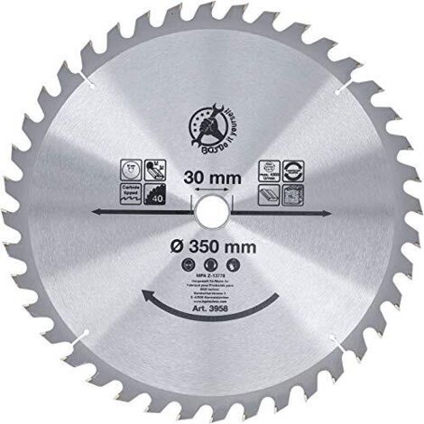 Lama per sega circolare con punte in metallo duro  Ø 350 x 30 x 3,4 mm  40 denti