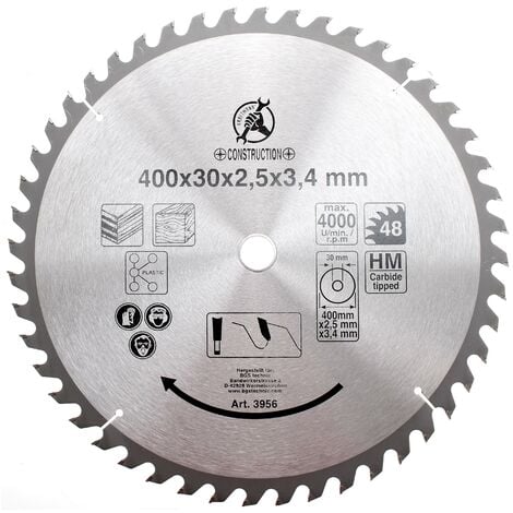 BGS TECHNIC Lama per sega circolare con punte in metallo duro Ø 400 x 30 x 3,4 mm 48 denti