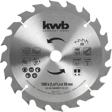 Lama per sega circolare kwb 584359 carburo 160 mm 16 mm