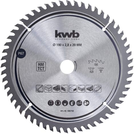 Lama per sega circolare kwb 586768 190 mm 56 denti carburo