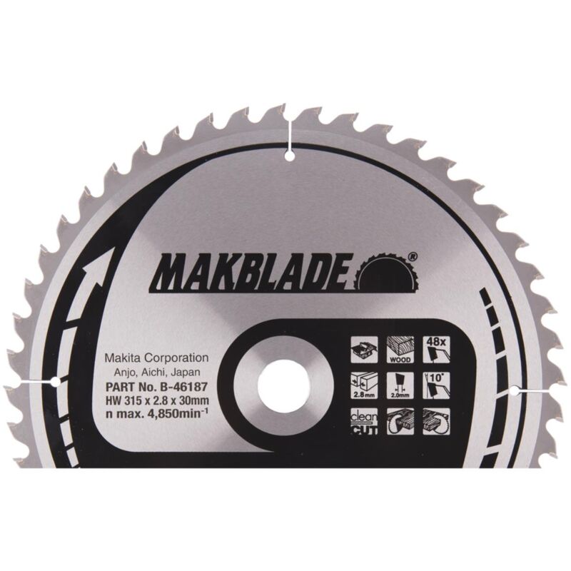 Makita - Lama per sega circolare makblade, tct tct - 315 x 30 mm - 48 denti - legno