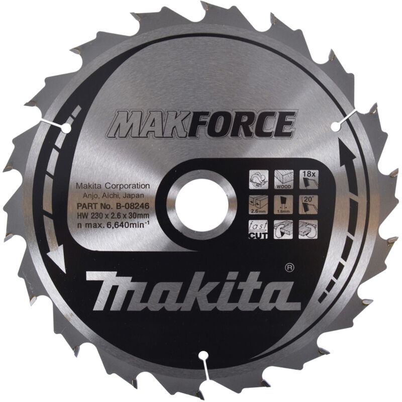 Lama per sega circolare Makita, MAKFORCE 230 x 30 mm - 18 denti