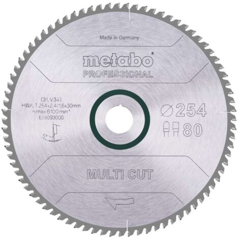 Lama per sega circolare Pro "Multi Taglio" HW/CT 254x30,80FZ/TZ 5° METABO