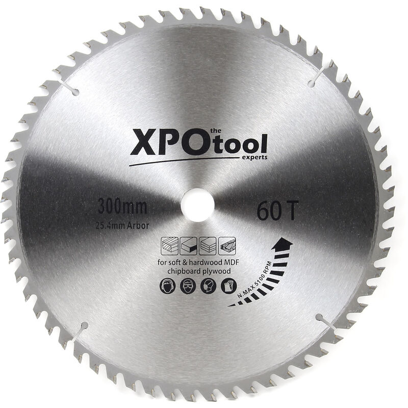 Image of Xpotool - Lama per sega circolare ø 300 mm Lama in metallo duro 60 denti Per legno Con riduttore - silberfarben