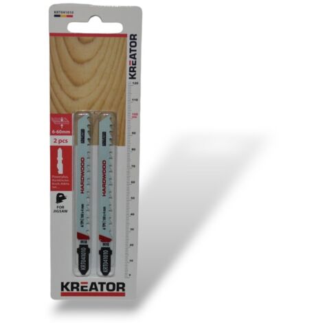 Lama per seghetto alternativo in legno duro a forma di T (passo 4 mm - 100 mm) - 2 pezzi Kreator