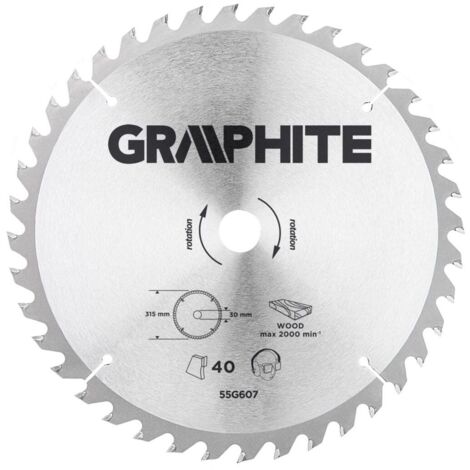 Lama per taglio legno in grafite da 315 mm - 40 denti con punta in carburo