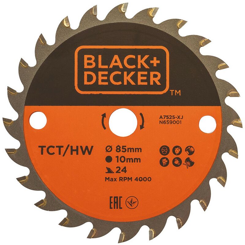 Image of Black&decker - lama tct per mini sega circolare ''A7525-XJ'' ø 85 mm foro 10 mm - 24 denti