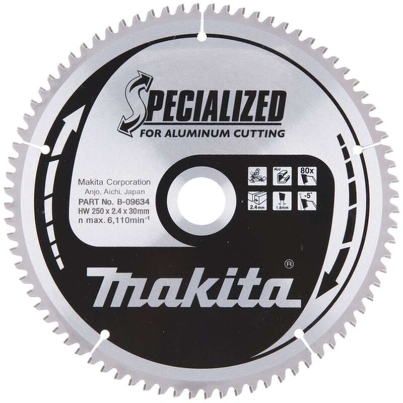 Makita - Accessori - Lama per sega circolare per alluminio 250x30 mm, 80 denti B-33308