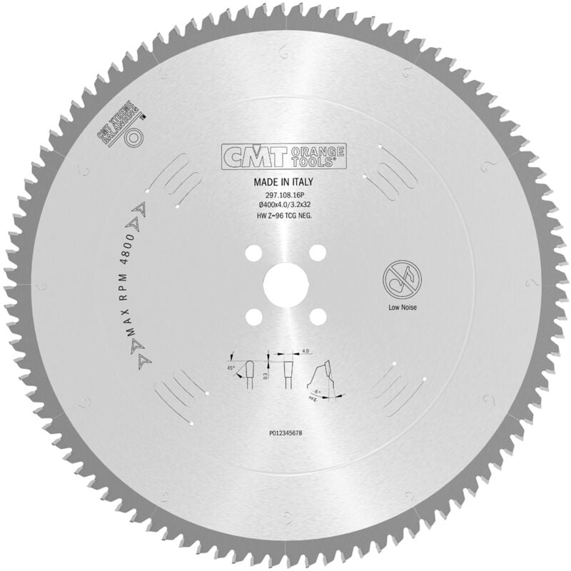 297.096.12P LAMA X NON FERROSI-PLASTICA HW 300x3.2/2.5x32 Z96 TCG -6°NEG