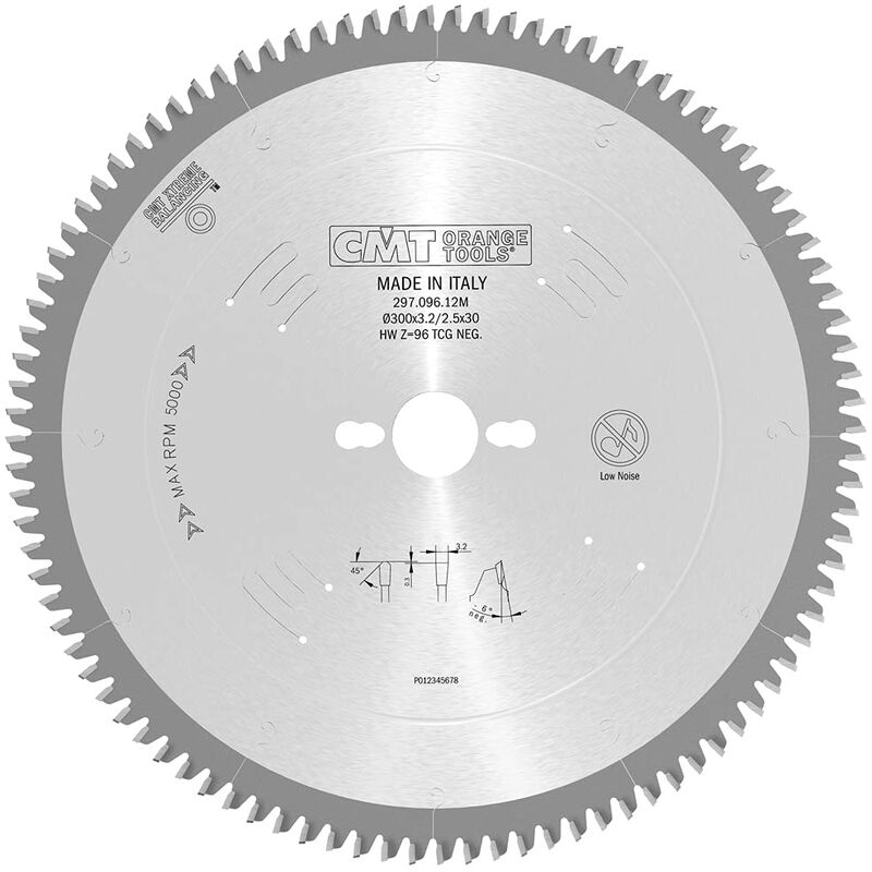 297.096.12M Lama Circolare per Materiali Non Ferrosi, Plastici e Laminati (Serie Industriale), Metallo/Grigio - CMT
