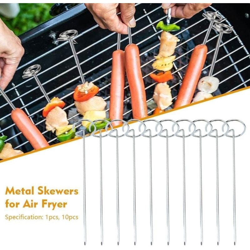 Sjqka - Lamapee Metal Skewers for Air Fryer, 10cm x Kebab Holder Skewers, 10 Pack Metal Skewers, Duronic Holder, Air Fryer Skewers, Support Skewers,