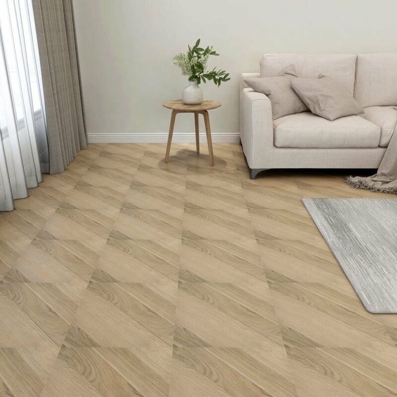 

Lamas de suelo autoadhesivas 55 uds PVC 5,11 m2 marron rayas