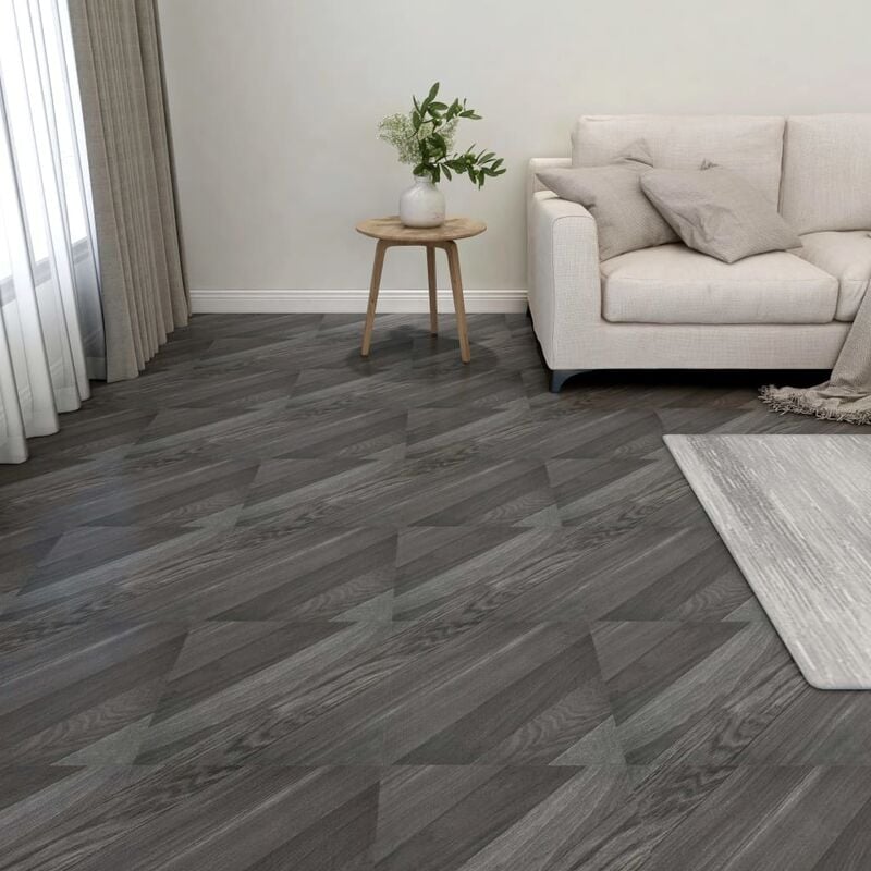 

Lamas para suelo autoadhesivas 55 uds PVC 5,11 m² gris rayas - Gris