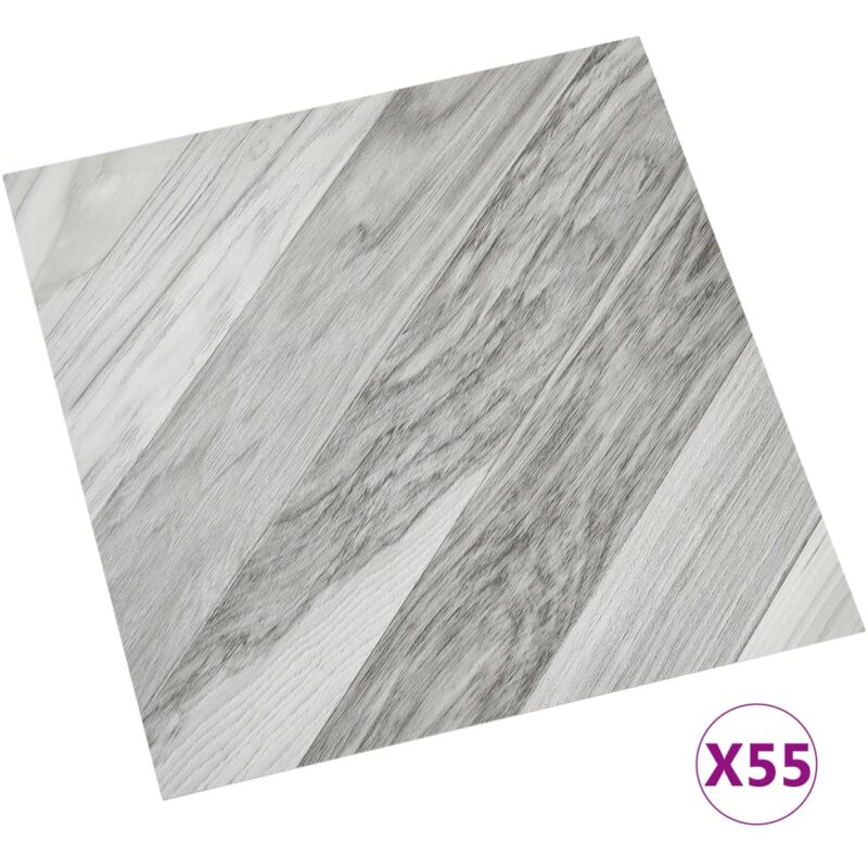 

vidaXL Lamas para suelo autoadhesivas 55 uds PVC 5,11 m² gris rayas - Gris