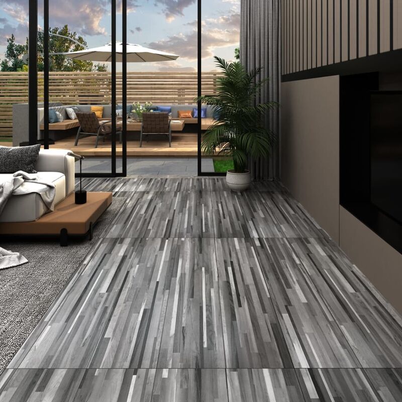

Lamas para suelo de PVC autoadhesivas gris a rayas 4,46 m² 3 mm