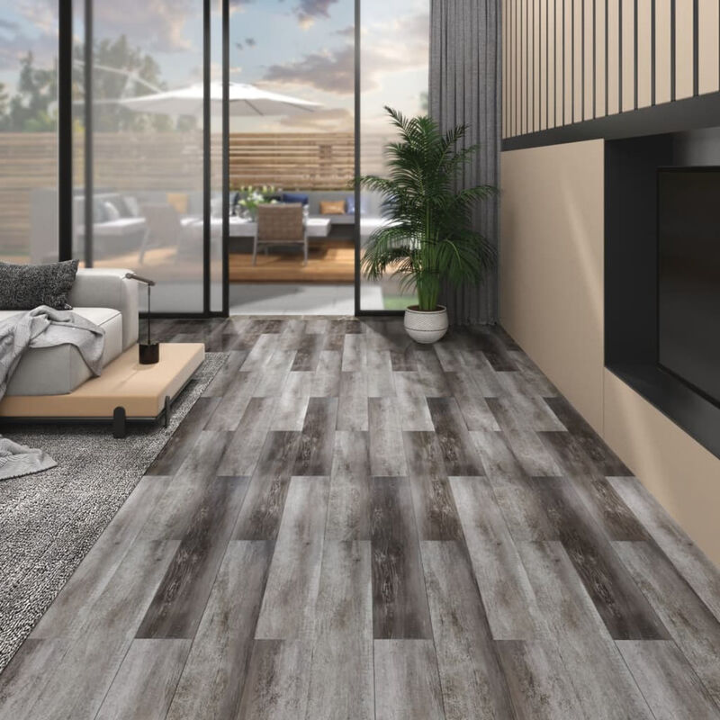 

Lamas para suelo de PVC autoadhesivas madera rayada 4,46 m² 3mm