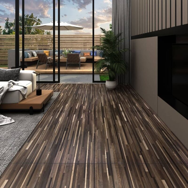 

Lamas para suelo de PVC autoadhesivas marrón a rayas 5,02m² 2mm