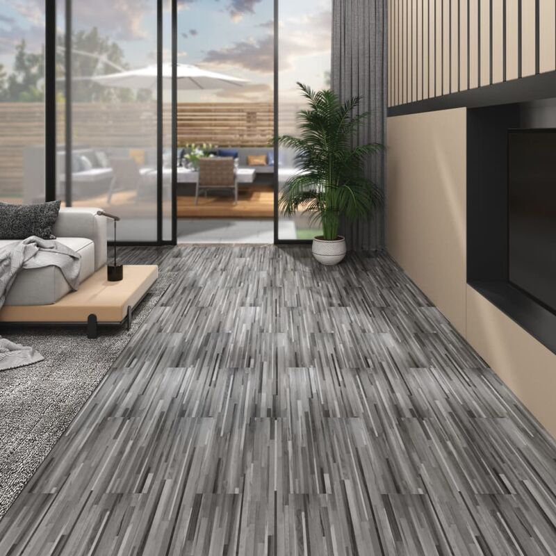 

Lamas para suelo de PVC gris a rayas 5,26 m² 2 mm - Gris