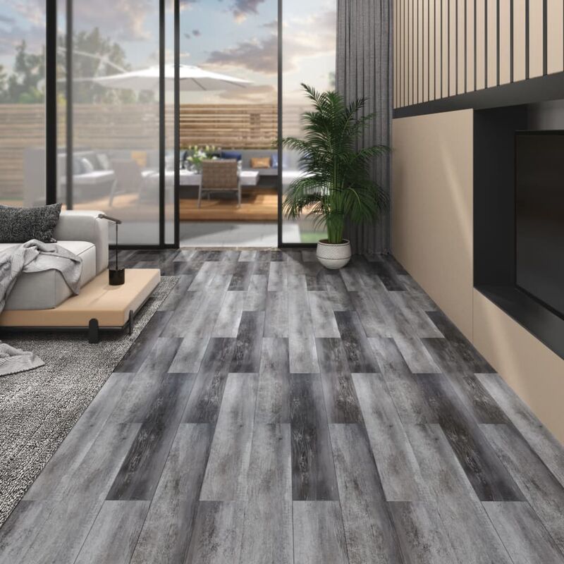 

Lamas para suelo de PVC gris brillante 5,26 m² 2 mm - Gris