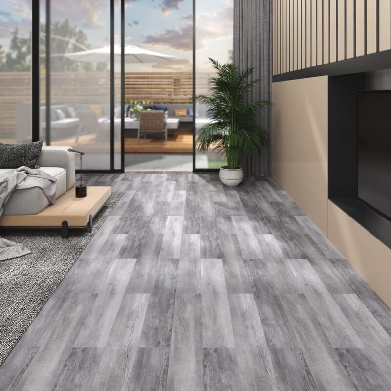 

Lamas para suelo de PVC gris madera mate 5,26 m² 2 mm - Gris