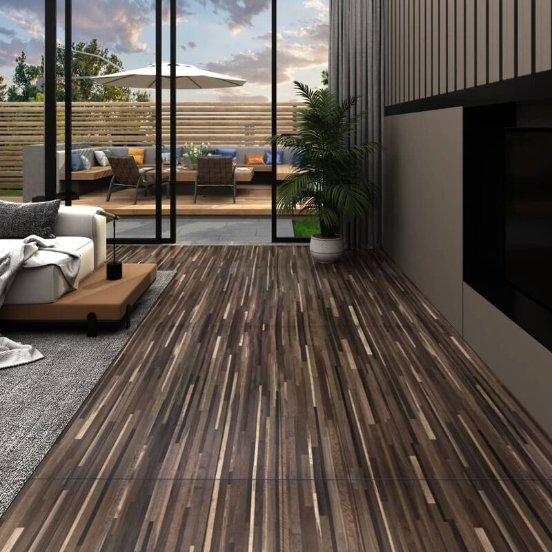 

Lamas para suelo de PVC marron a rayas 5,26 m² 2 mm