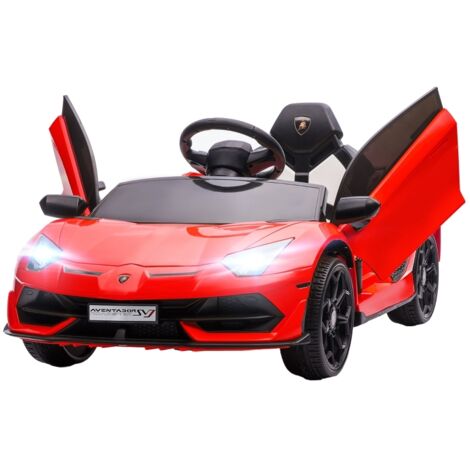 Lamborghini Aventador enfant électrique voiture, portes papillon, musique, klaxon, rouge, pour enfants de 3 à 5 ans