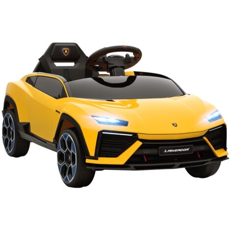 Lamborghini Voiture électrique enfant 12 V 101,5 x 49 x 43 cm, commande parentale 2,4 GHz, 3 vitesses, plastique jaune