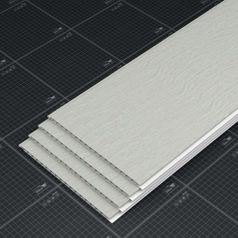 Mon Marché Déco - Lambris pvc 250 mm - Lot de 4 Lames - Chêne Cendré