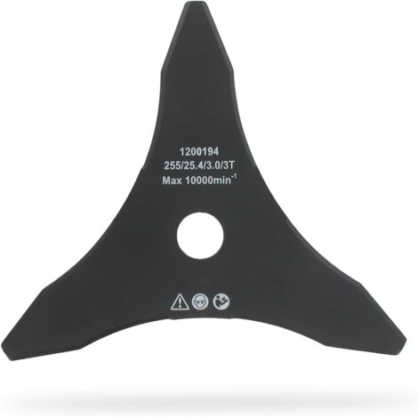 Lame 3 Dents,Adaptable Pour Débroussailleuse,Coupe De 255 mm, Alésage 25,4 mm & Epaisseur 3 mm