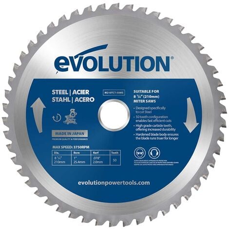 EVOLUTION POWER TOOLS Lame à acier doux TCT 255mm 52 dents alésage 25,4mm Evolution pour Scie à onglet et Scie sur table