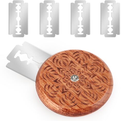 Lame Boulanger, Couteau à Pain Rond avec 5 Lames, Bois Pain Faisant Le Rasoir, Outil de Coupe de Pain, Lame Pain Boulanger Acier Inoxydable, Coupe-pâte, pour Outils de Cuisson Pâte à Pain DIY
