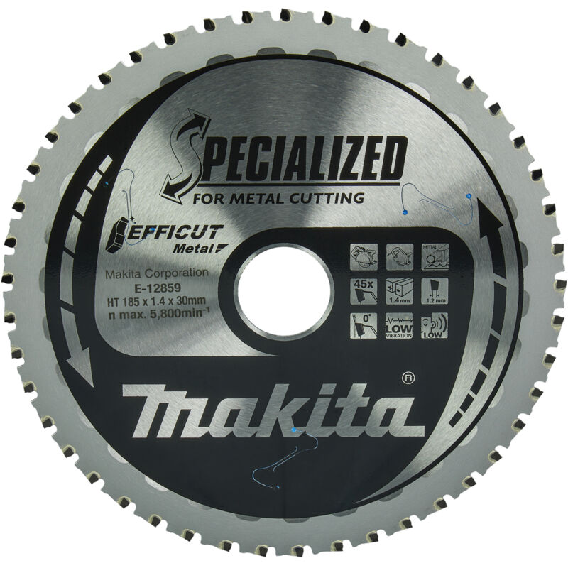 Makita E-12859 Efficut TCT Lame de Scie Circulaire 185x30mm 45 Dents 1,4mm Métal