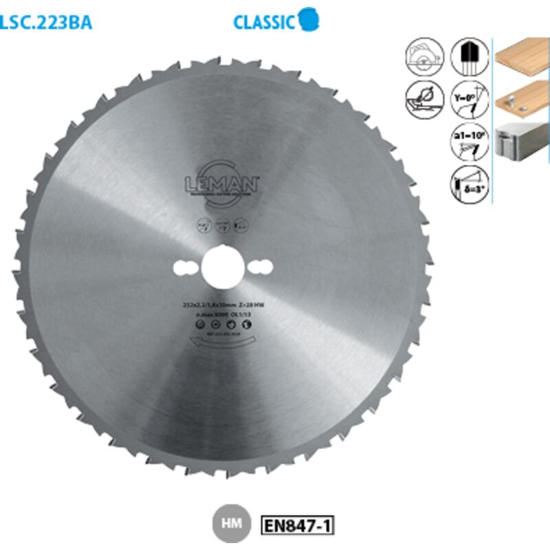 LEMAN  - Lame Carbure de Chantier 160x20x18z Alternee Multi-Materiaux