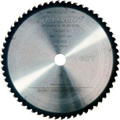 Lame carbure Drytech Ø 255x2x25,4 mm 60D pour acier courant - JEPSON 600598