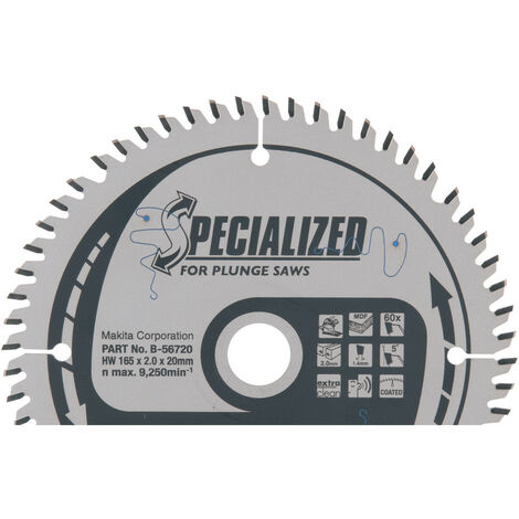 LAME CARBURE MDF SPE PLO+BATT 165X20MM 60D MAKITA B-56720