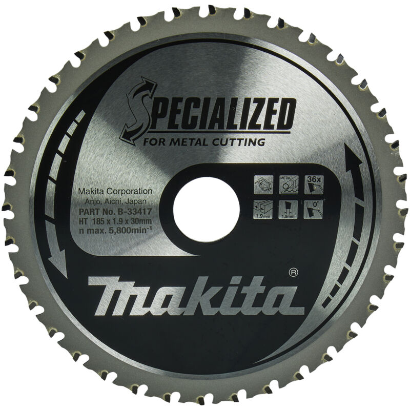 Lame de scie SPECIALIZED B 33417 pour la coupe de 'acier. Cette lame ne peut être réaffutée Makita B 33417