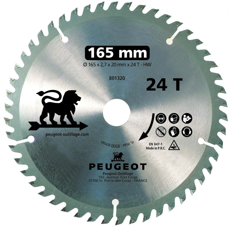 Peugeot Psp - energyblade Diamètre 165 mm, Alésage 20 mm, Nombre de dents 24T ,