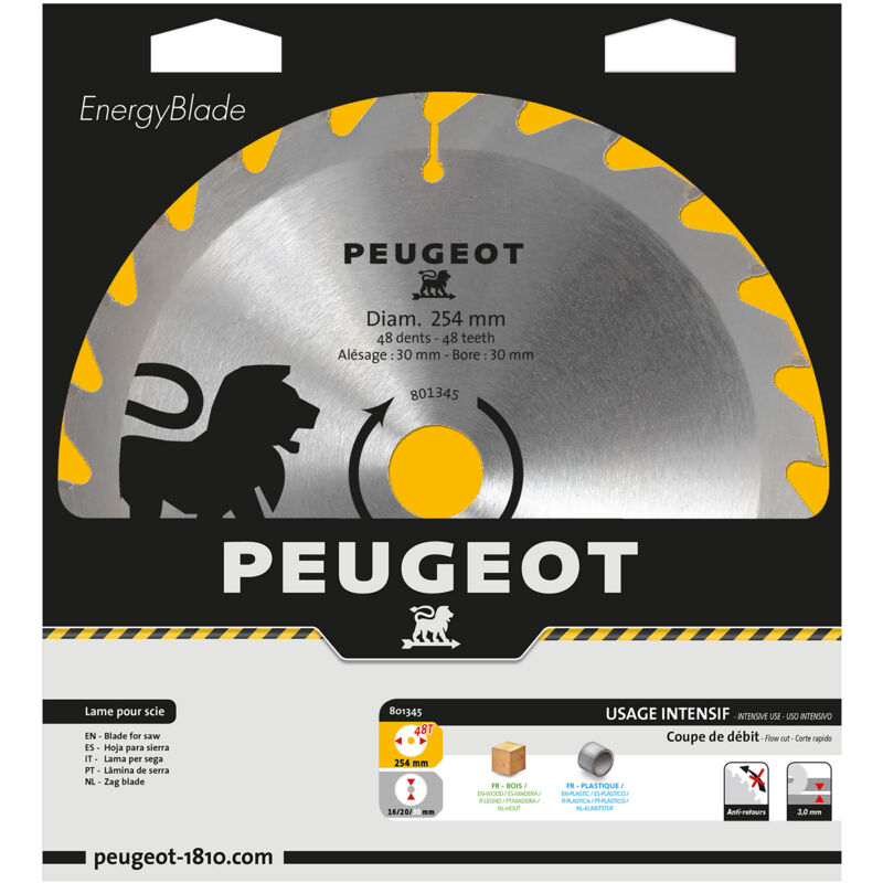 Lame à pastilles carbure Ø254mm-Alésage 30 mm-48T Diamètre 254 MM, Alésage 30 MM, Nombre de dents 48T ,