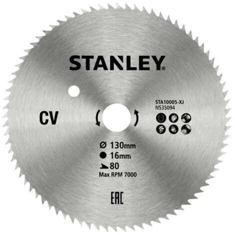 Lame chromée ø 130x16 mm. 80 dents STANLEY STA10005-XJ