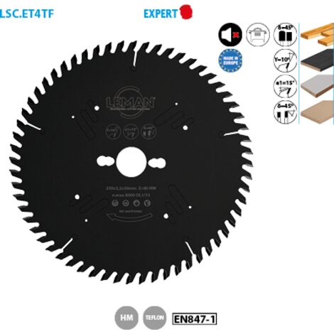 LAME CIRC.CARBURE D.250X30X80Z TP MELAM. LOW NOISE