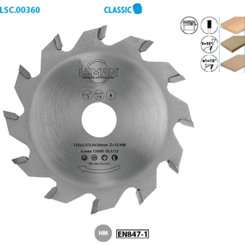 Leman - Lame Carbure à Rainer D.180x5,0x30 12z Plate / Bois